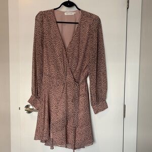 Dusty Rose Long-Sleeve Faux-Wrap Dress